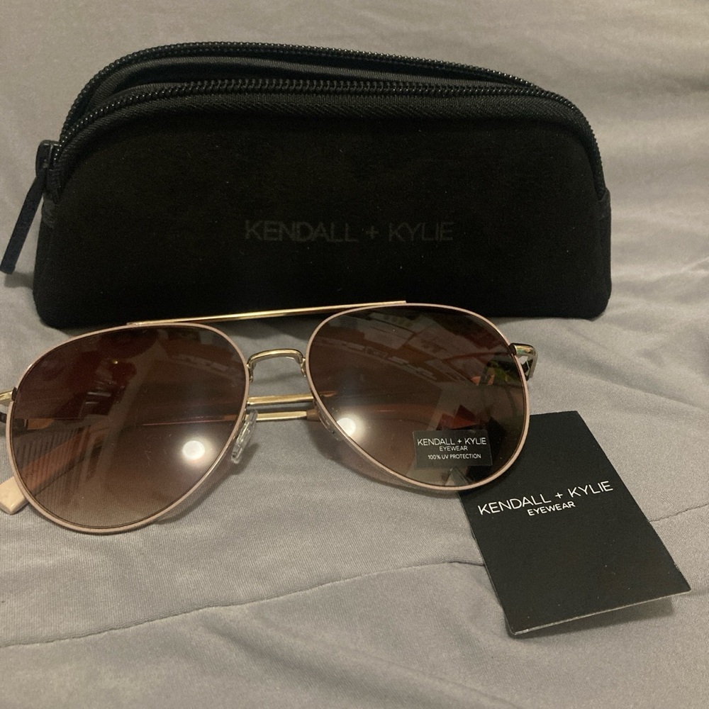 Kendall & Kylie Gold Aviator Sunglasses with Black Case